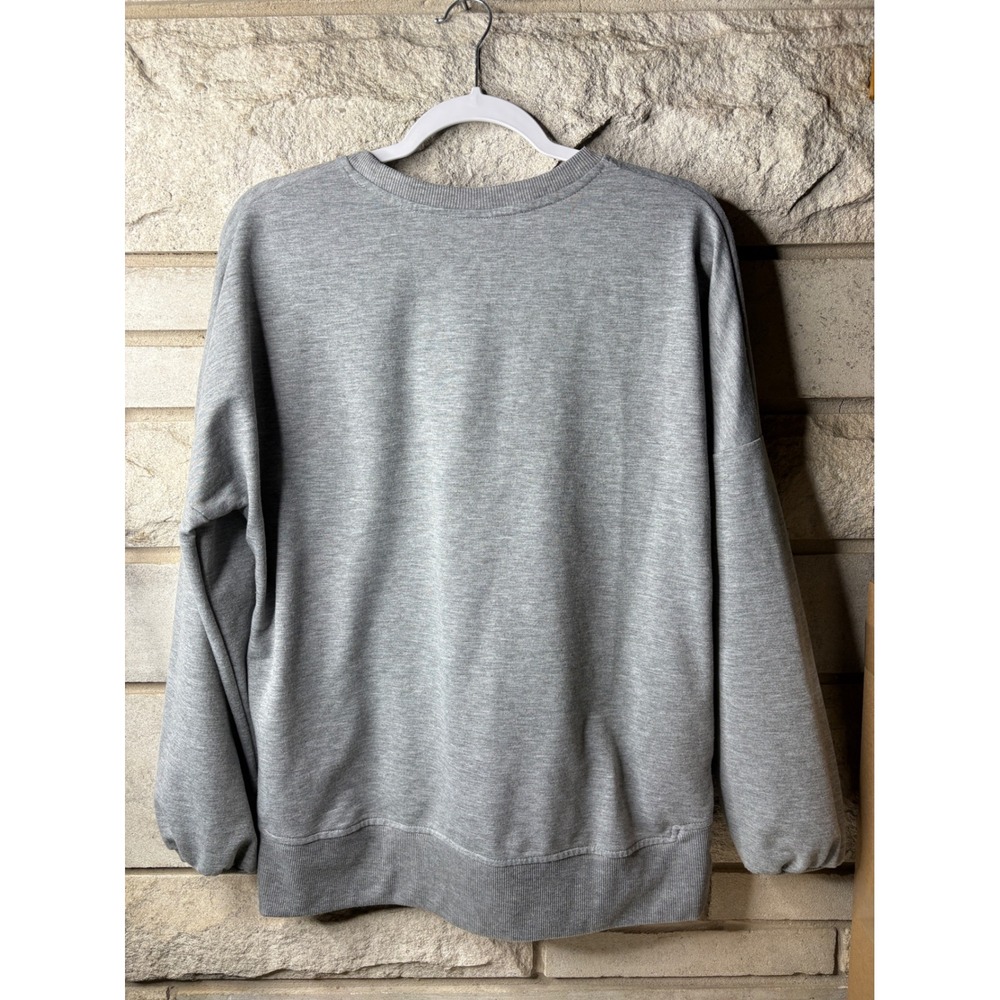 Simply Southern Be Kind Smiley Face Gray Sweatshirt Womens Large Pockets Glitter - Picture 6 of 7